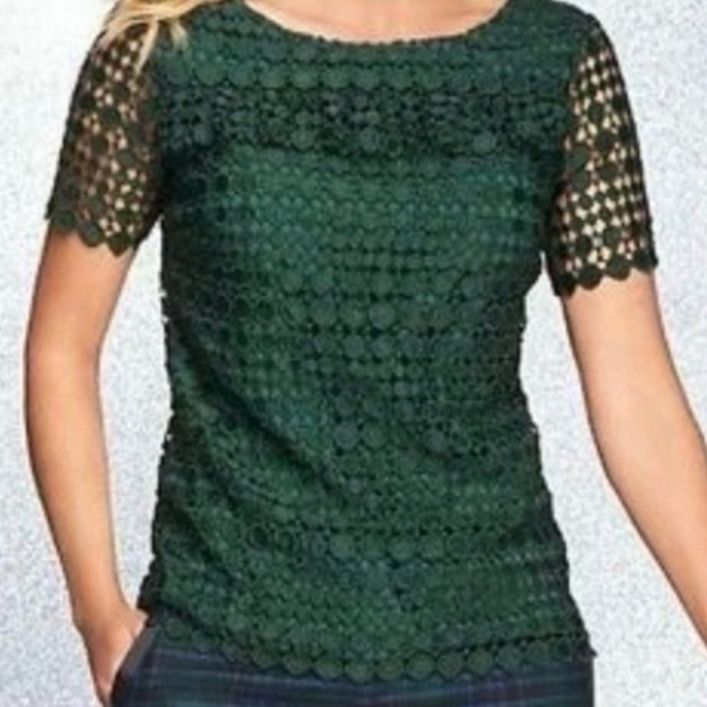 Talbots Forest Green Lace Blouse